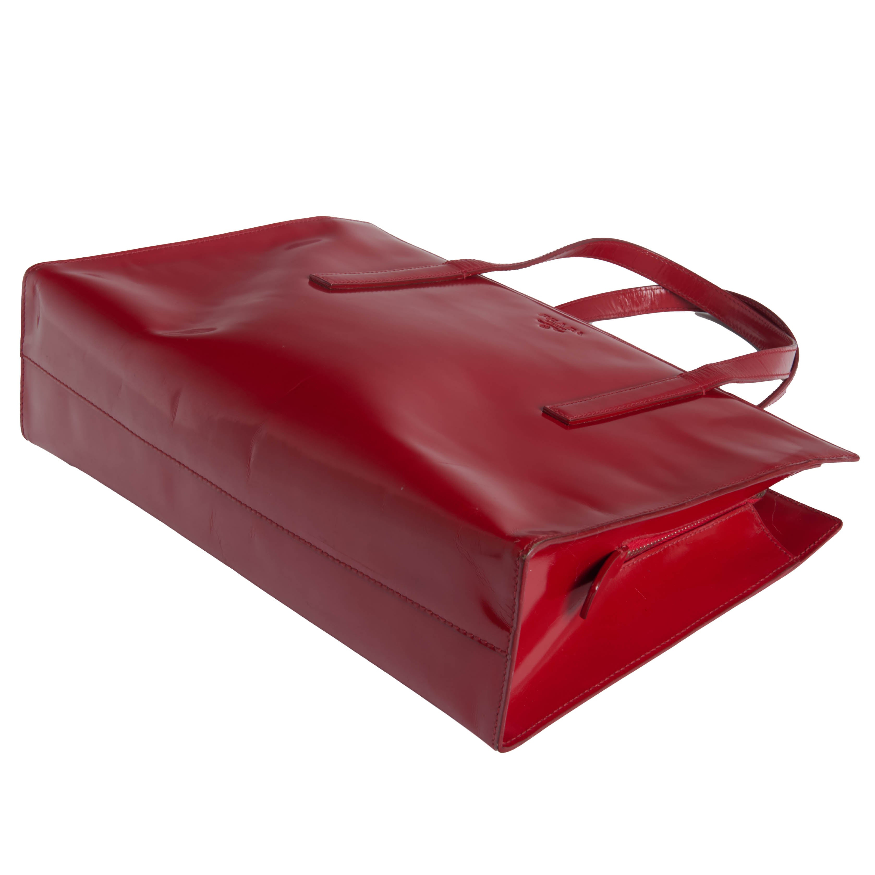 Prada 1995 Spazzolato Patent Leather Tote