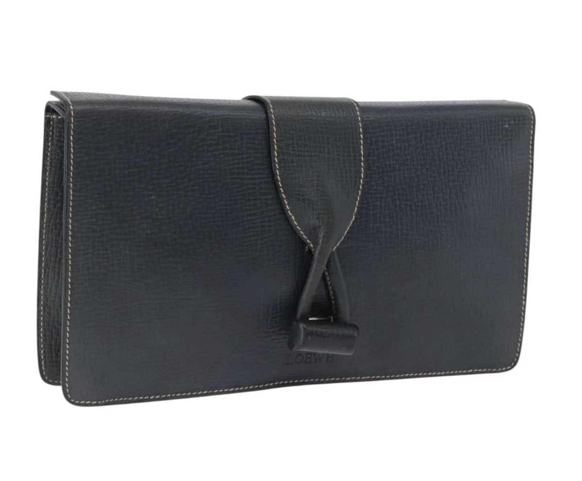 Loewe Vintage Dark Green Leather Clutch