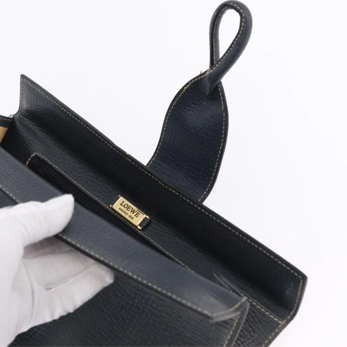 Loewe Vintage Dark Green Leather Clutch