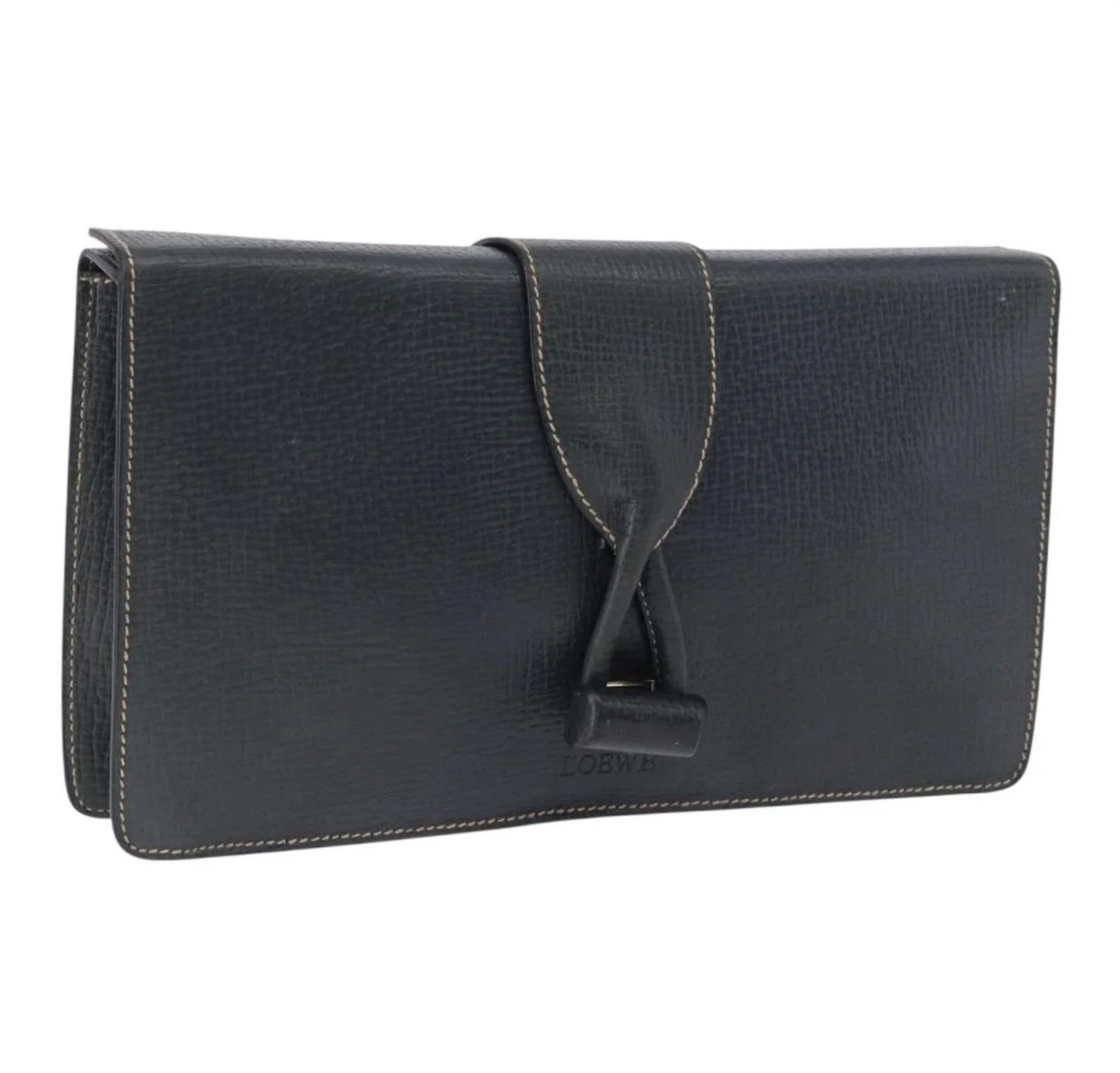 Loewe Vintage Dark Green Leather Clutch