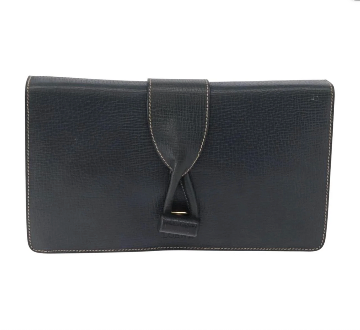 Loewe Vintage Dark Green Leather Clutch