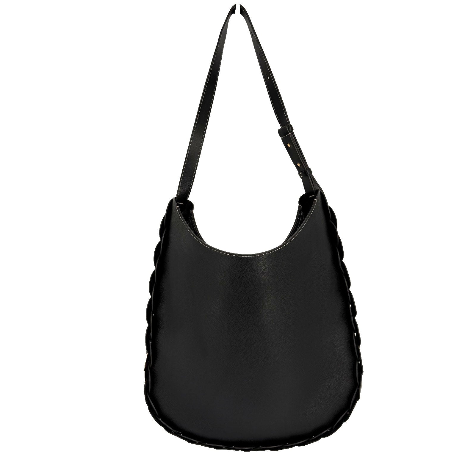 Chloe Darryl Hobo Bag Black Grained Leather Large Tote Shoulder With Pouch Auth