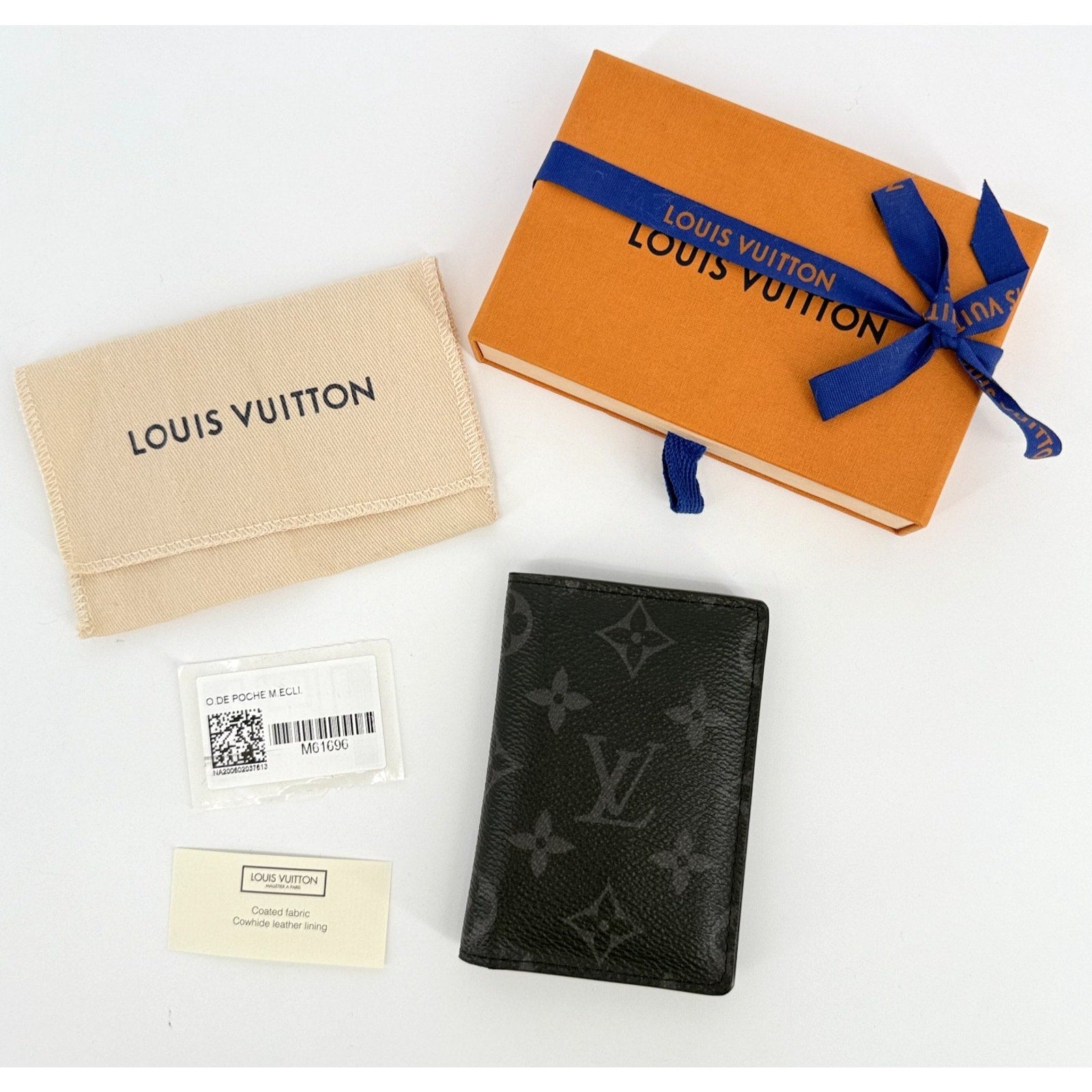 Louis Vuitton Pocket Organizer de Poche Card Case Monogram Eclipse Wallet Mens