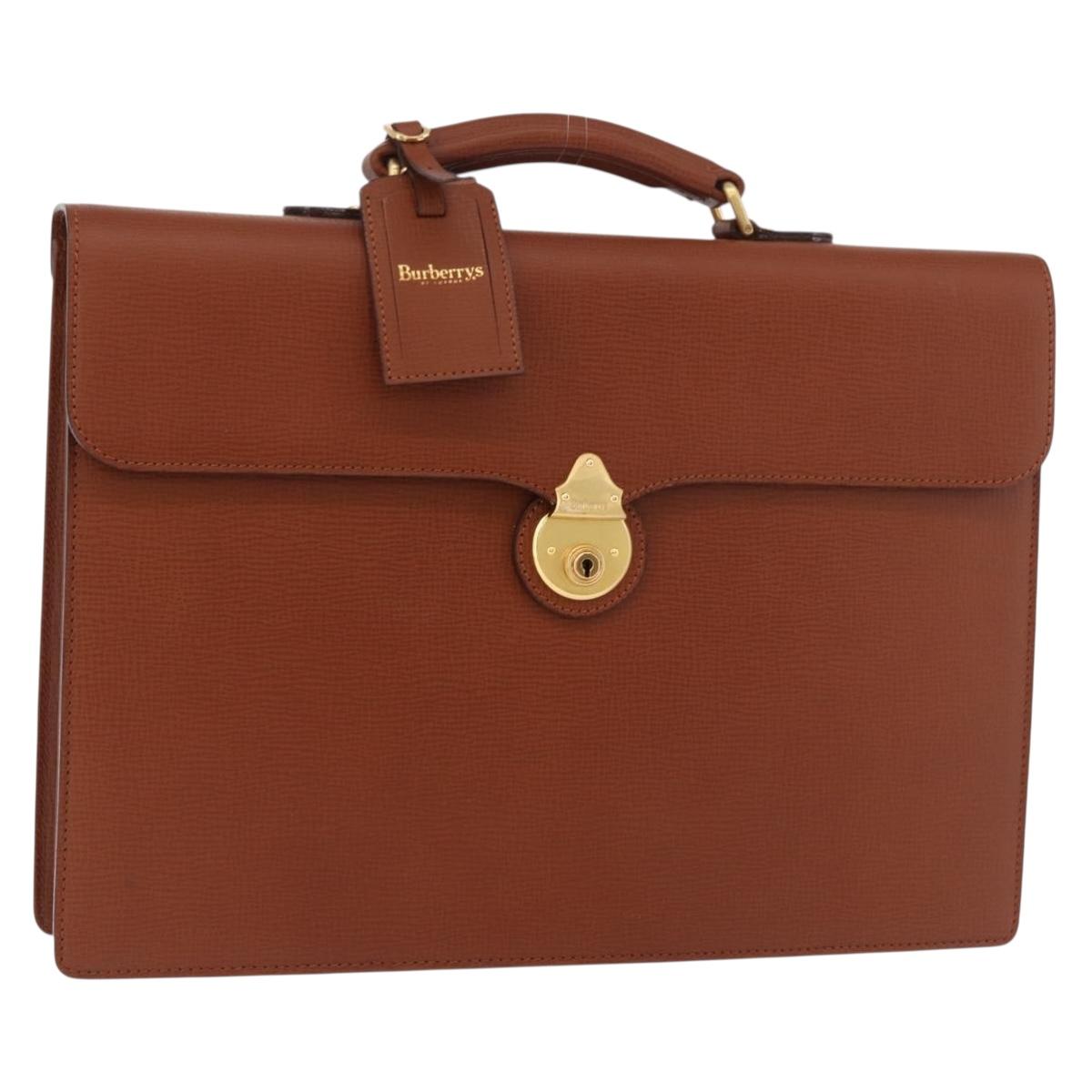 Burberrys London Brown Leather Briefcase