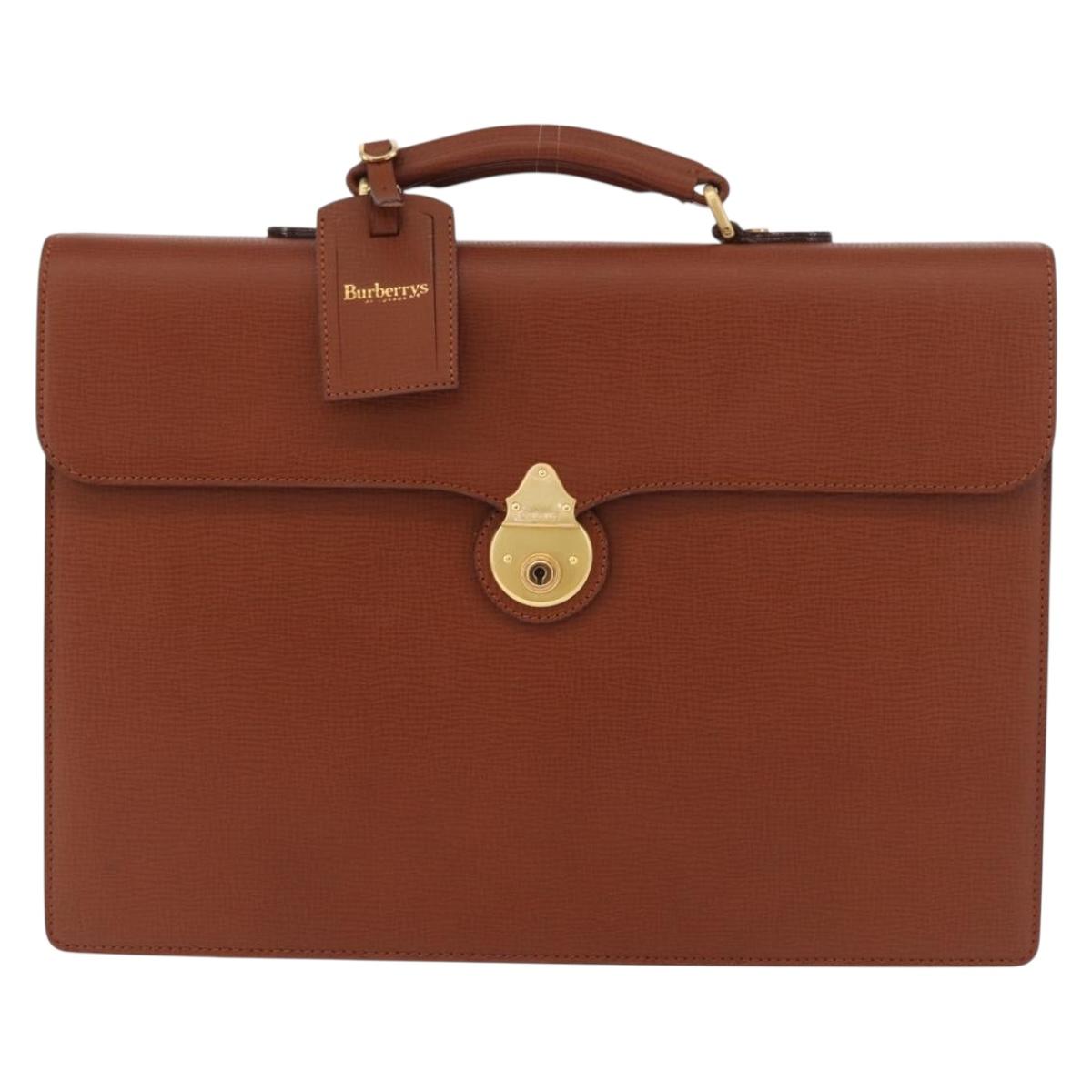Burberrys London Brown Leather Briefcase