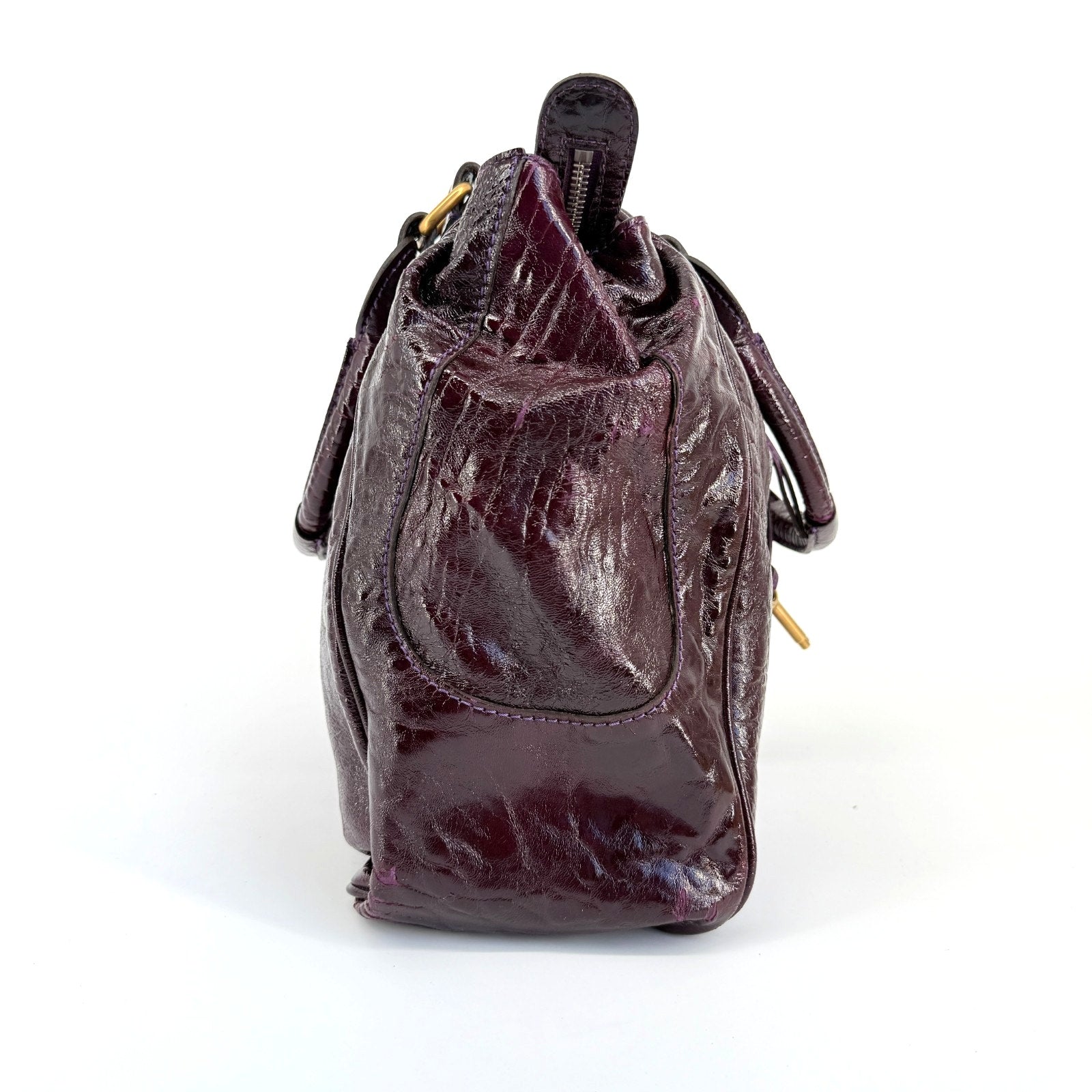 Chloe Paddington Bag Purple Patent Leather Gold Hardware Y2K Designer It Bag