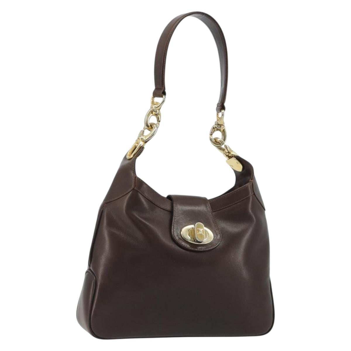 Celine Brown Leather Shoulder Bag