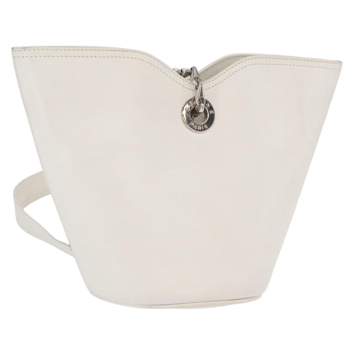 Celine White Leather Chain Bucket Bag