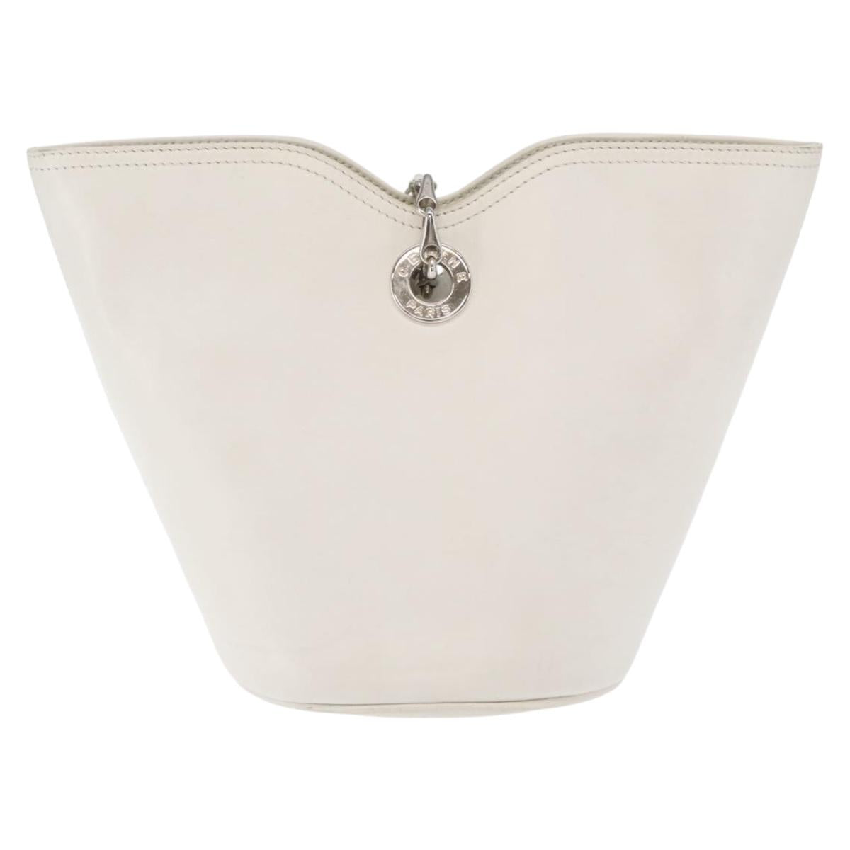 Celine White Leather Chain Bucket Bag