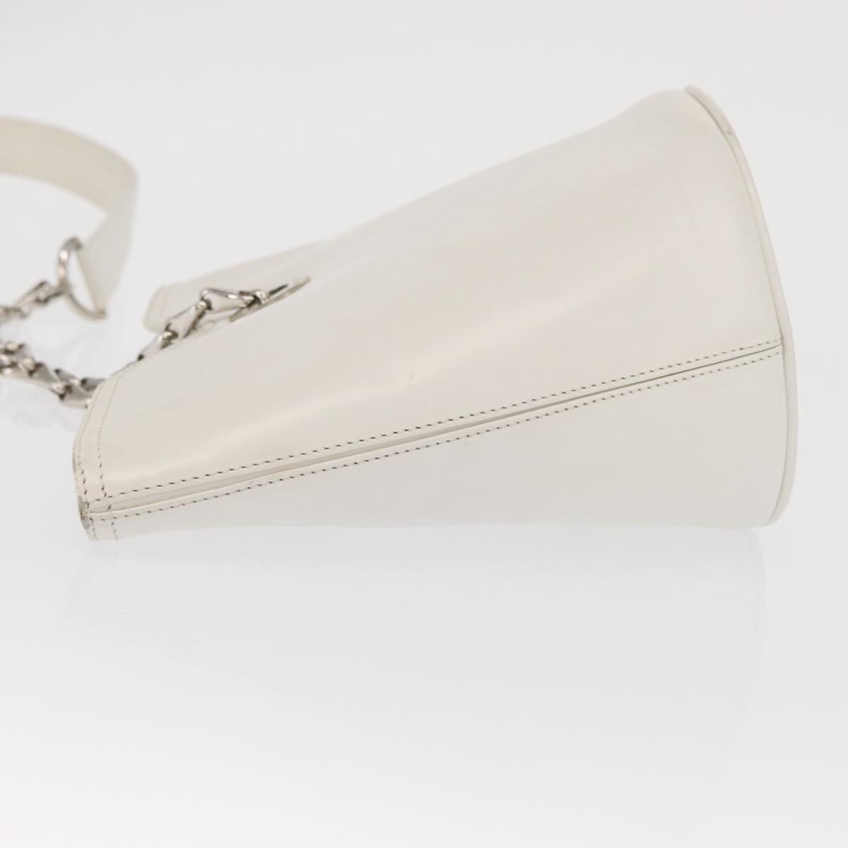 Celine White Leather Chain Bucket Bag