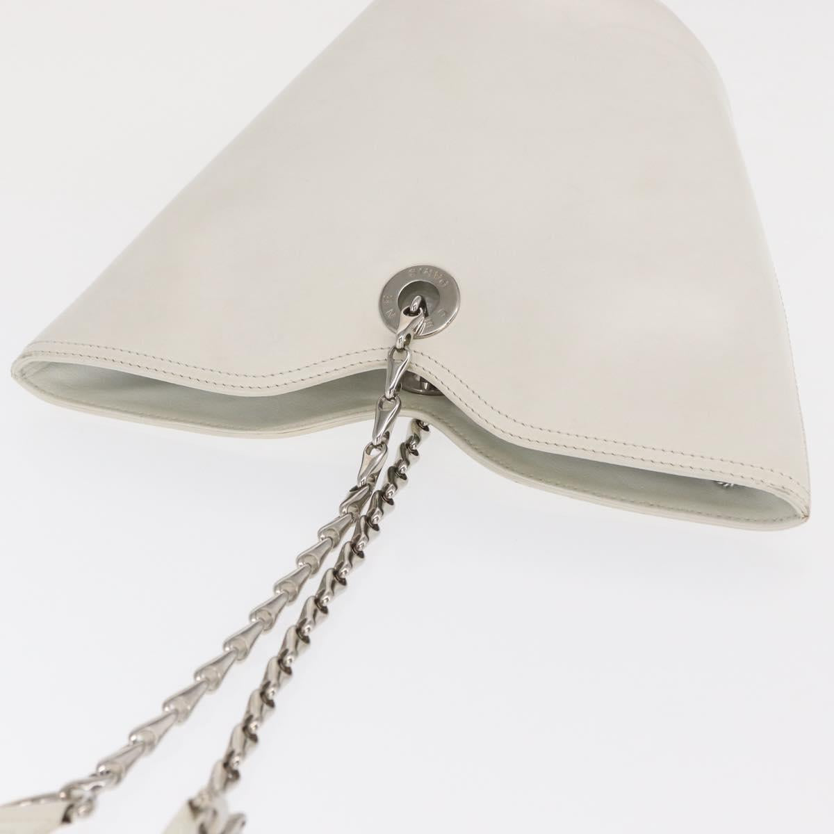Celine White Leather Chain Bucket Bag