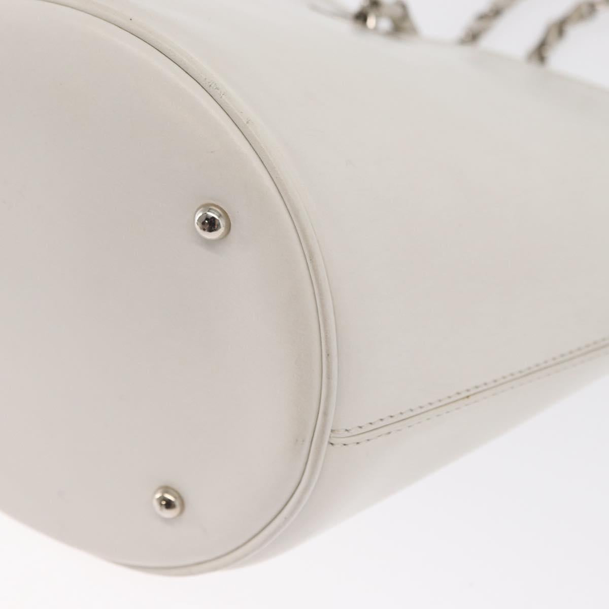 Celine White Leather Chain Bucket Bag