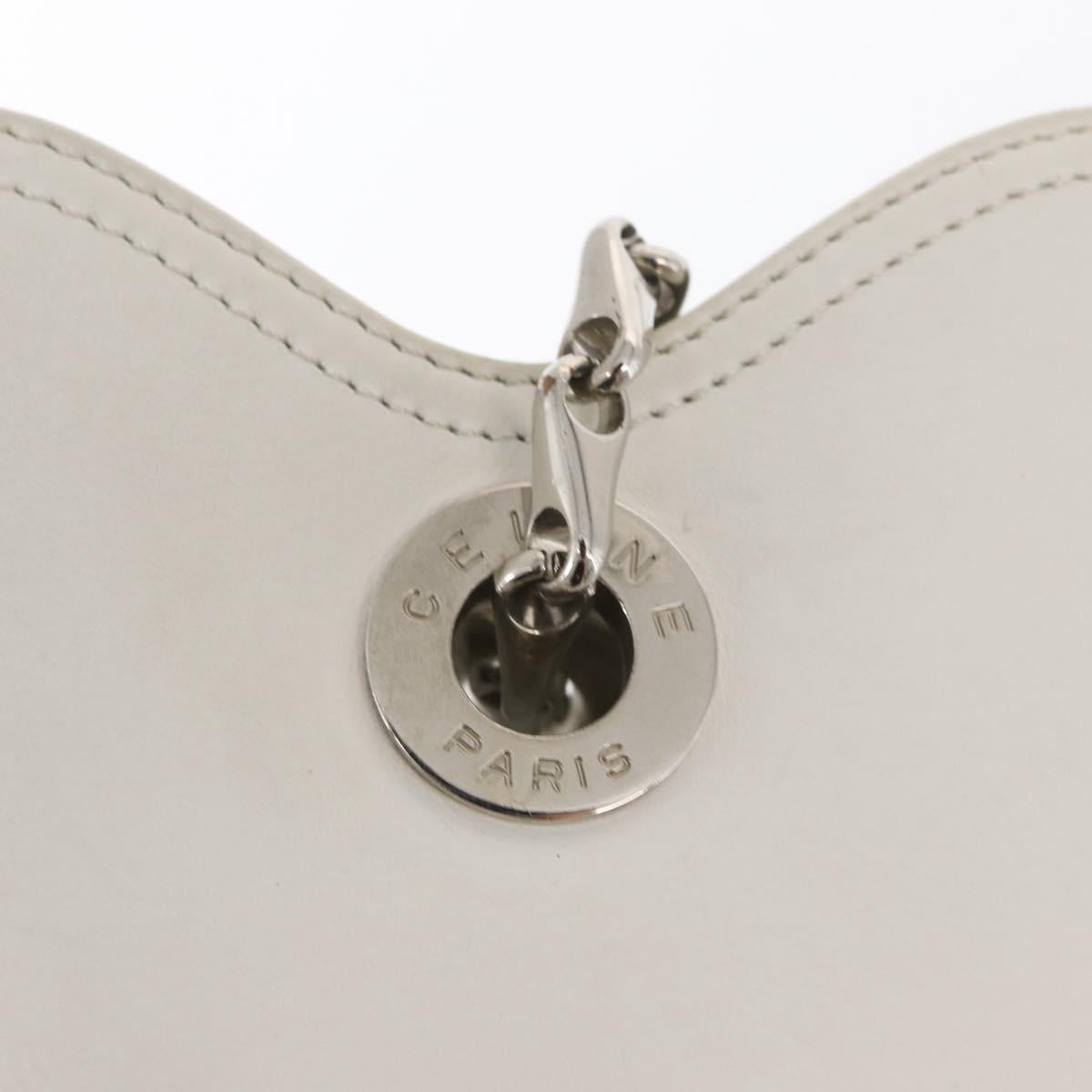 Celine White Leather Chain Bucket Bag