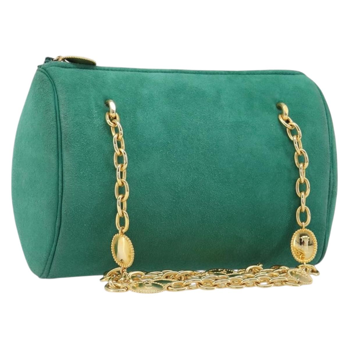 Christian Dior Green Suede CD Medallion Chain Bag