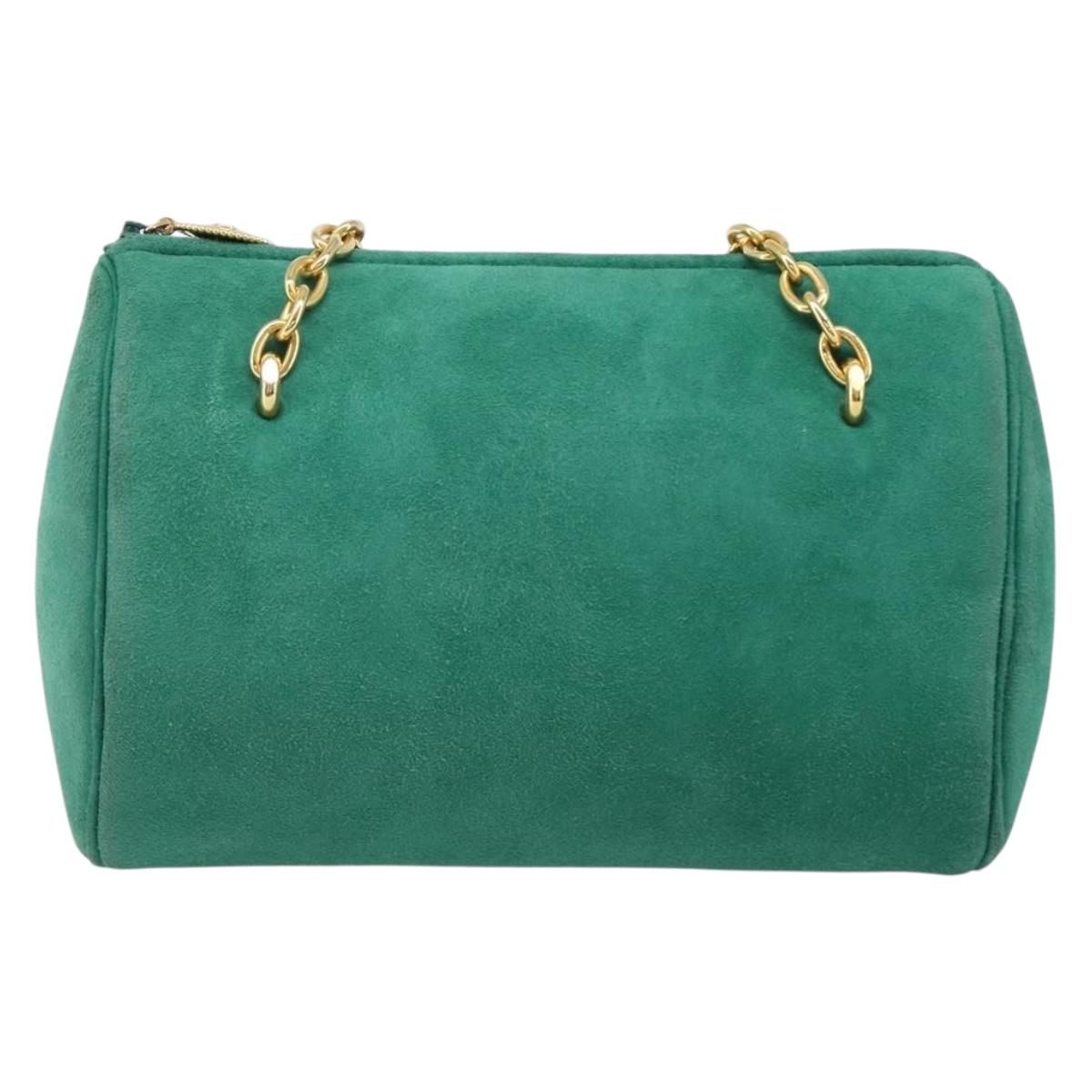 Christian Dior Green Suede CD Medallion Chain Bag