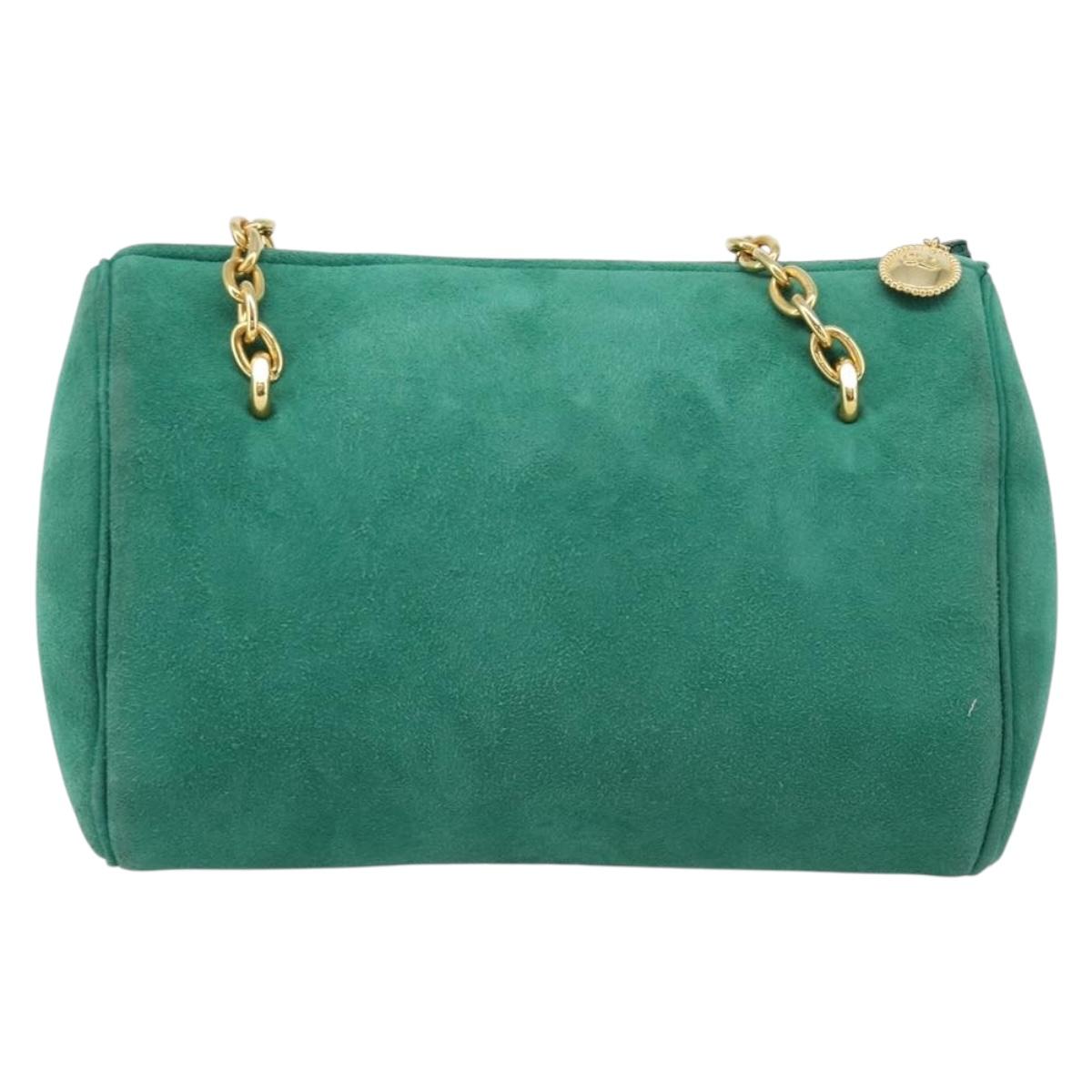 Christian Dior Green Suede CD Medallion Chain Bag