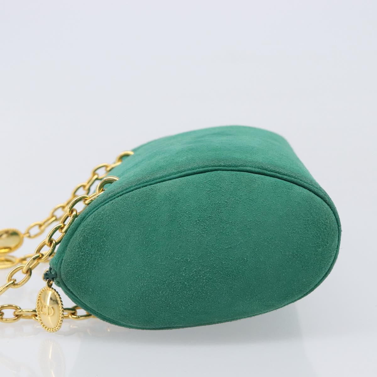 Christian Dior Green Suede CD Medallion Chain Bag