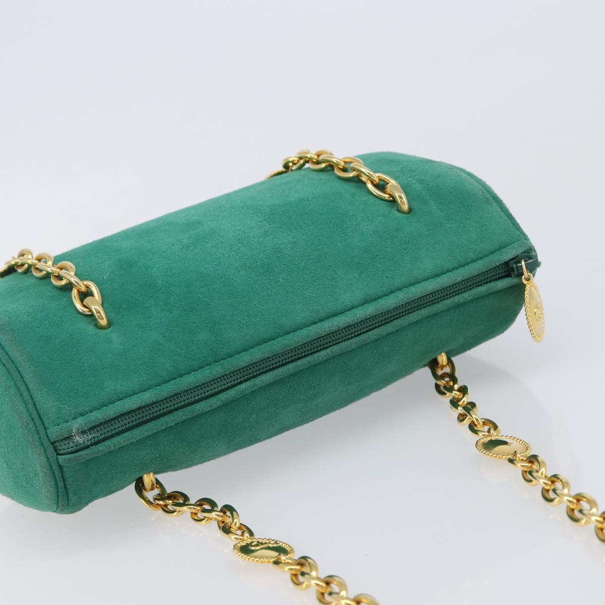 Christian Dior Green Suede CD Medallion Chain Bag