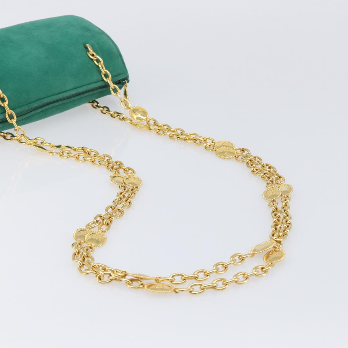 Christian Dior Green Suede CD Medallion Chain Bag