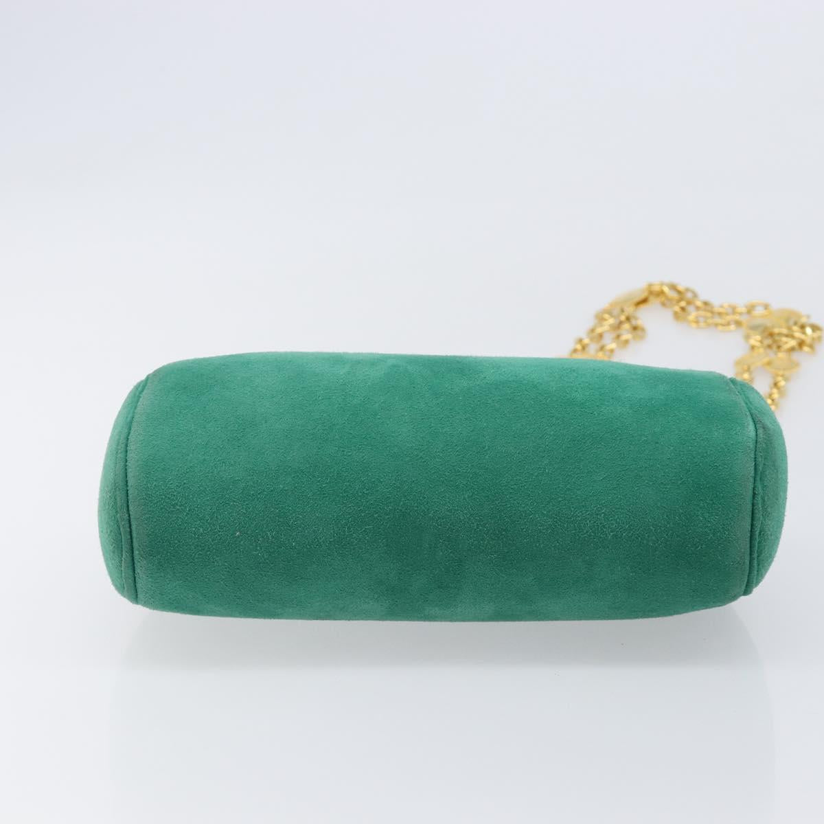 Christian Dior Green Suede CD Medallion Chain Bag