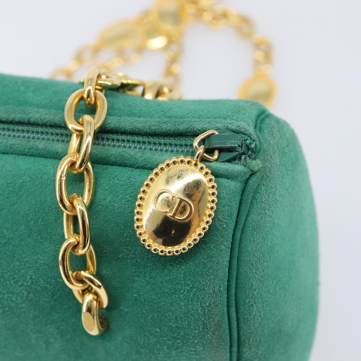 Christian Dior Green Suede CD Medallion Chain Bag