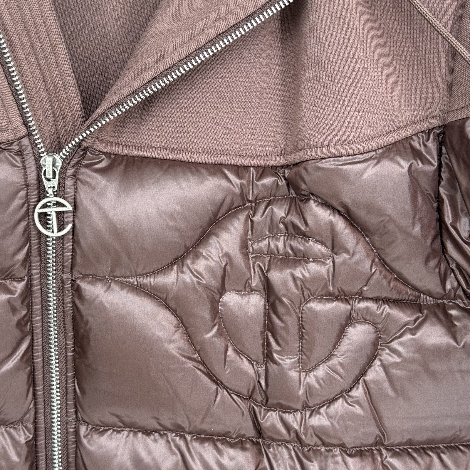 Telfar x Moose Knuckles Puffer Coat Brown Down Long Hooded Jacket XS/S Unisex