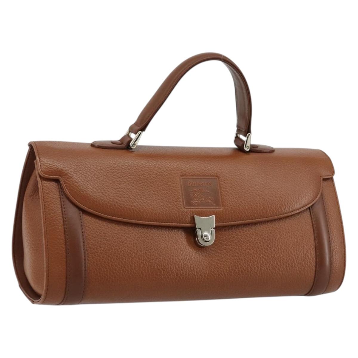 Burberrys Grained Leather Top Handle Bag