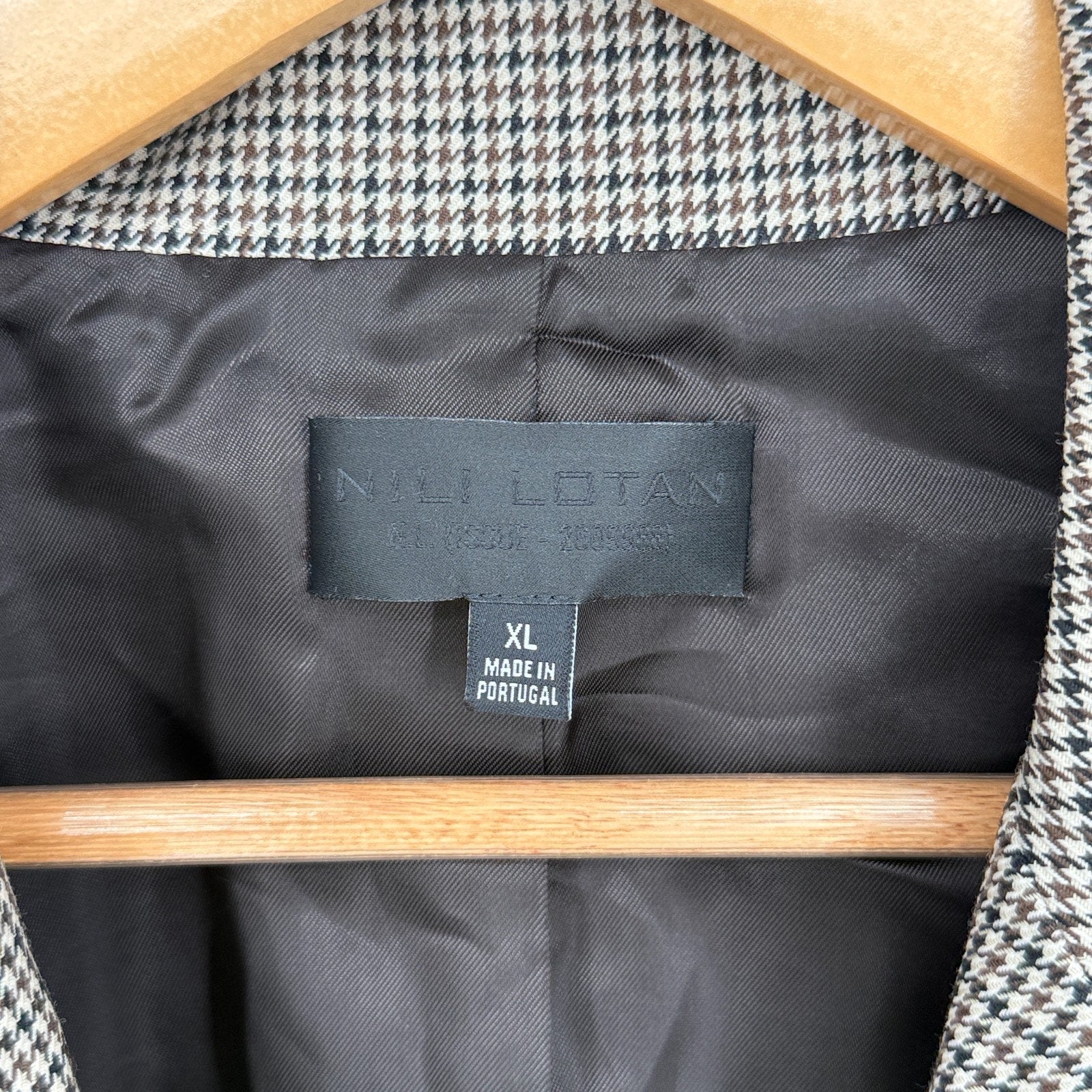 Nili Lotan Lise Jacket Women Size XL Houndstooth Academia Corpcore Luxury Preppy