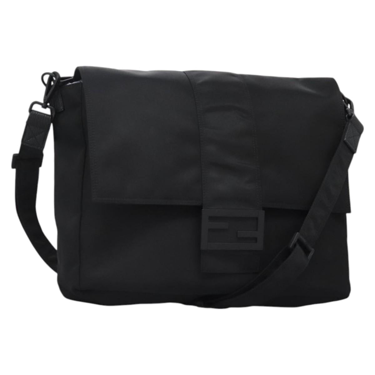 Fendi Black Nylon Baguette Messenger Bag