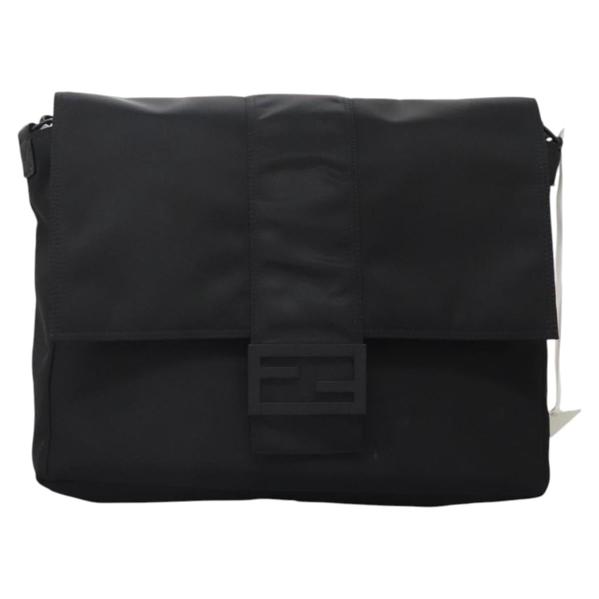 Fendi Black Nylon Baguette Messenger Bag