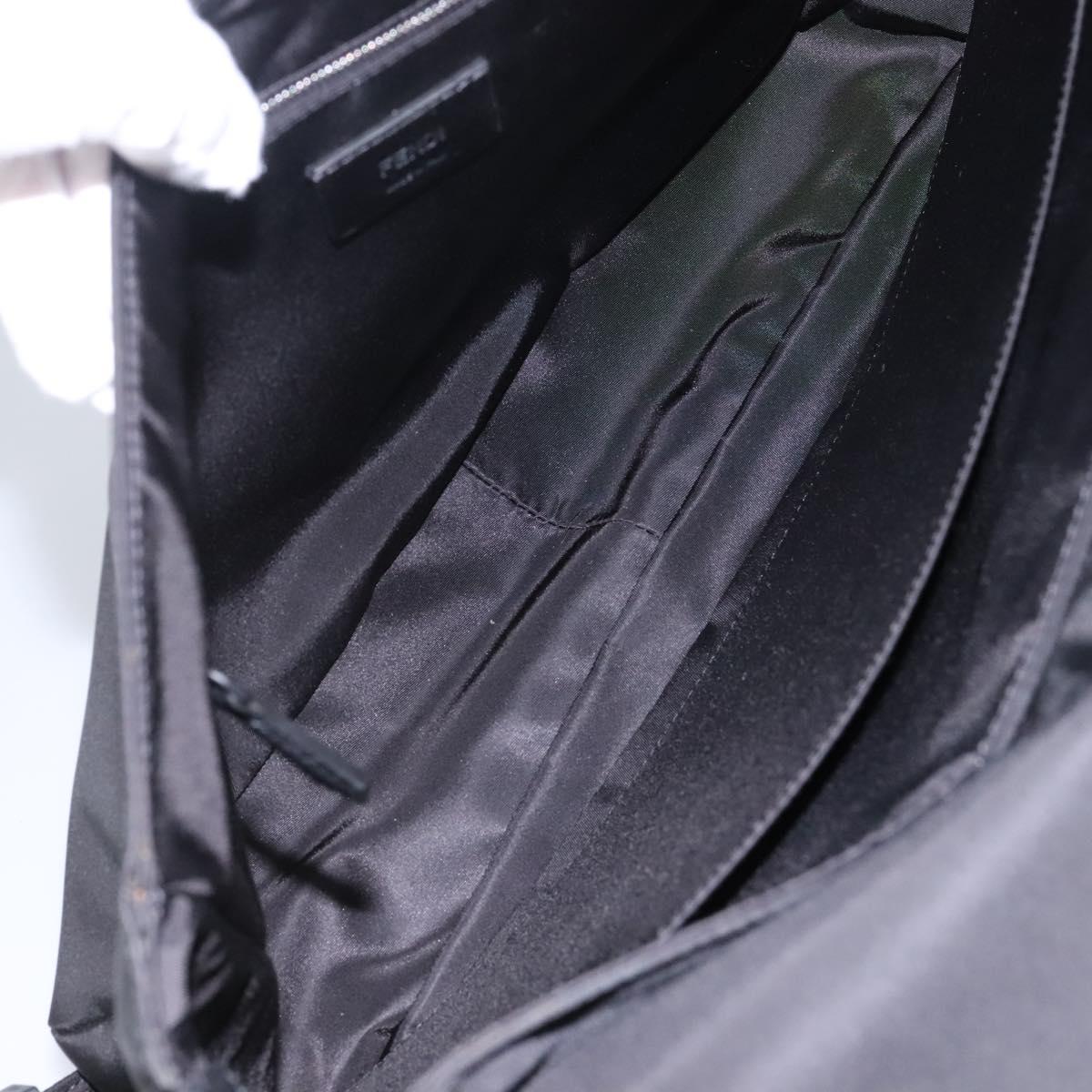 Fendi Black Nylon Baguette Messenger Bag