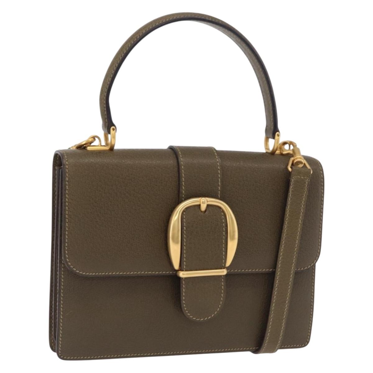 Gucci Olive Leather 2-Way Handbag