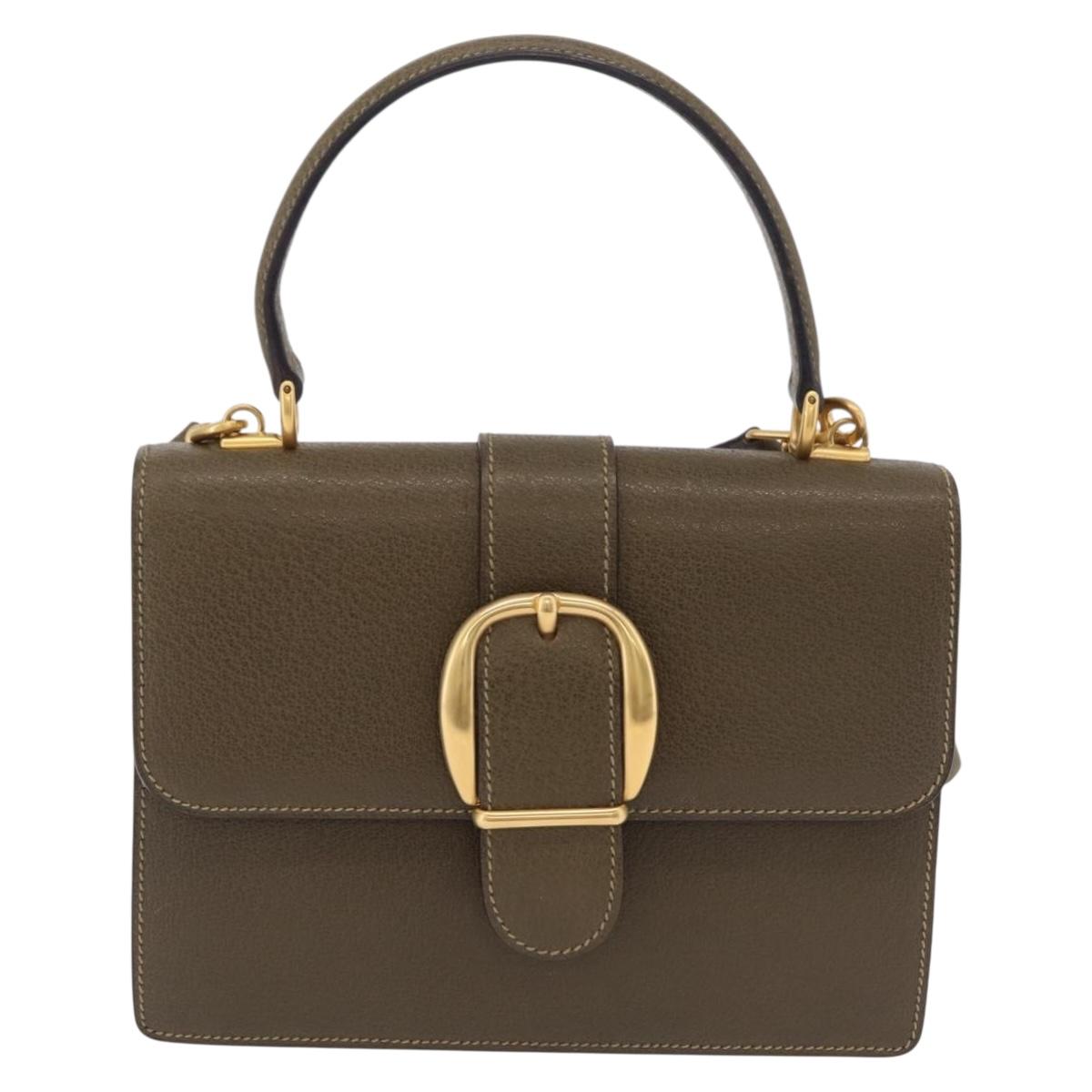 Gucci Olive Leather 2-Way Handbag