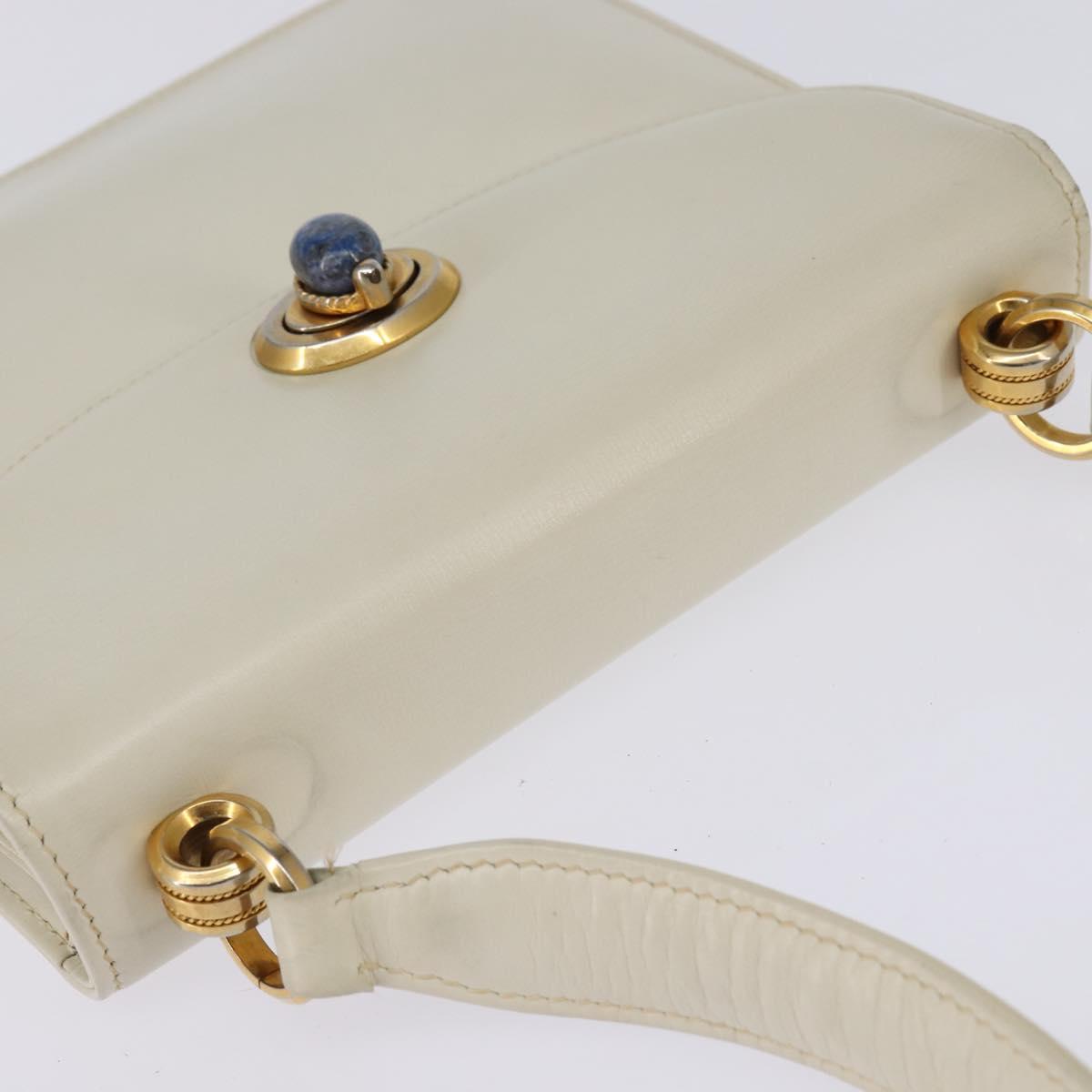 Gucci 70s Ivory Leather Lapis Shoulder Bag