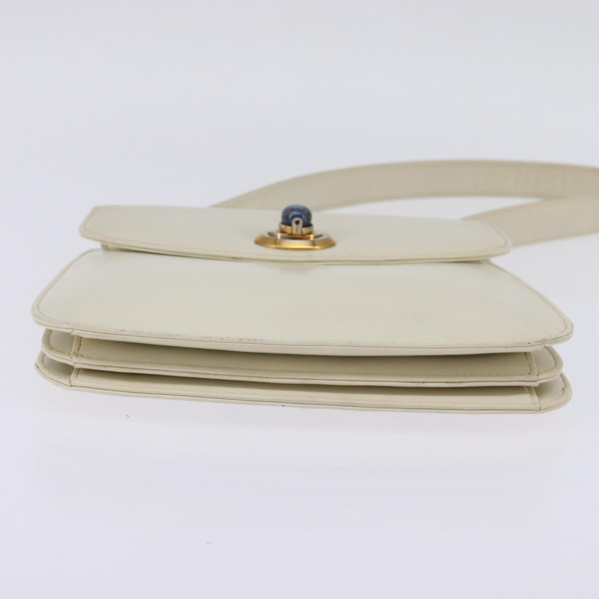 Gucci 70s Ivory Leather Lapis Shoulder Bag