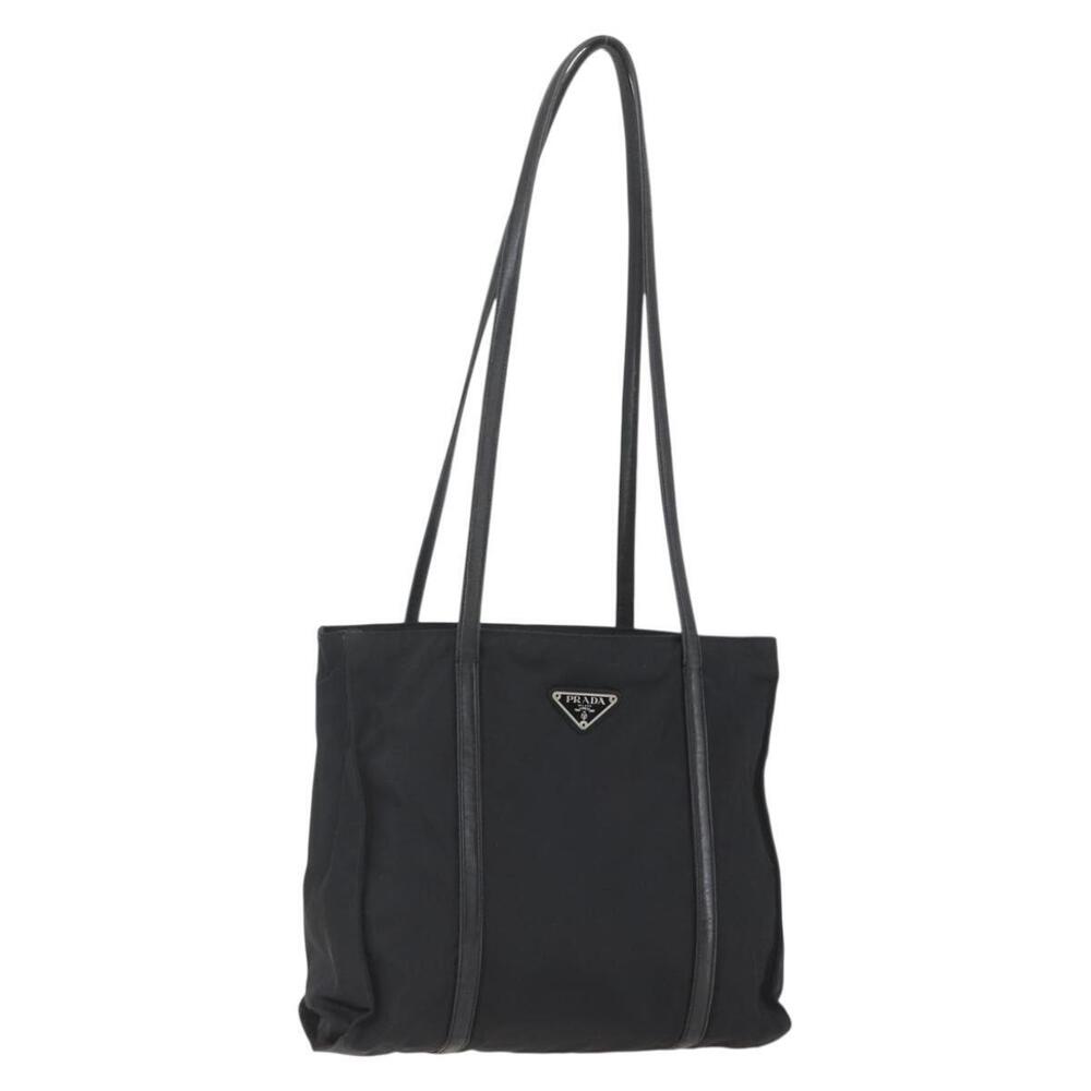 Prada 1990s Tessuto Leather Trim Tote