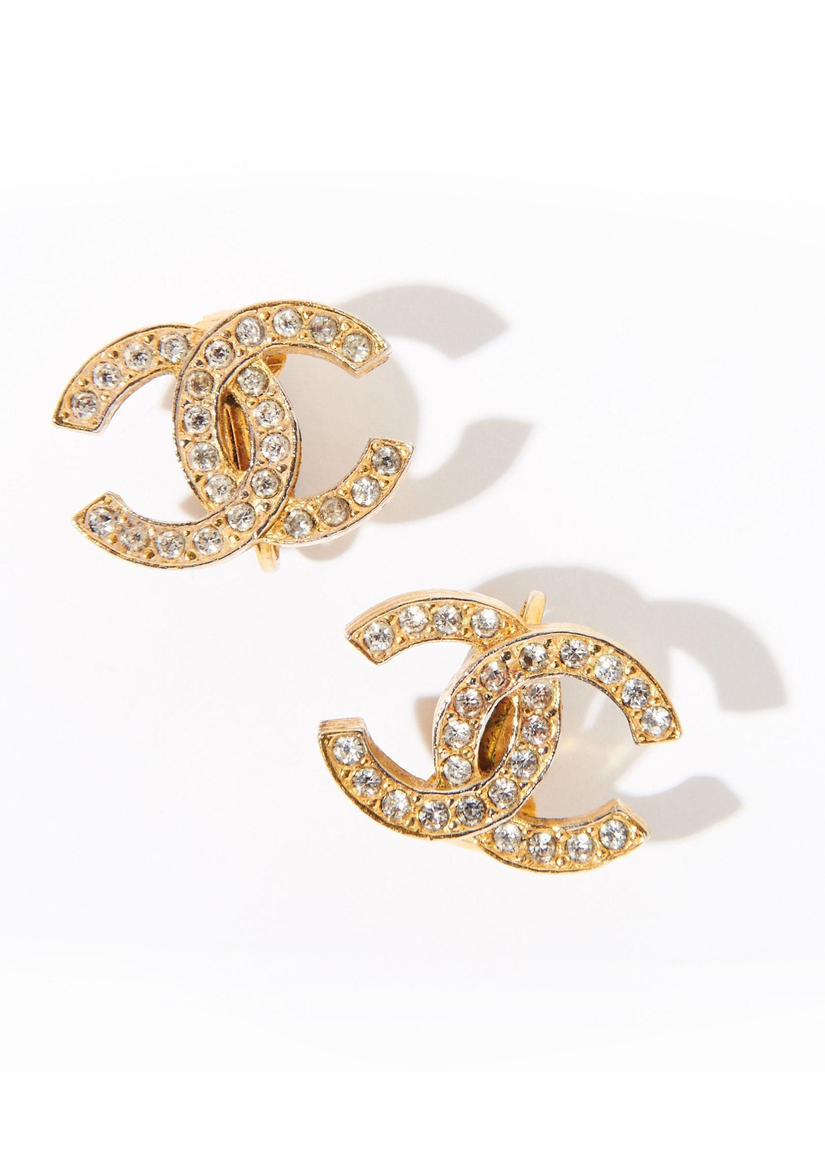 Chanel Vintage Logo Crystal Earrings - Parallel Luxury