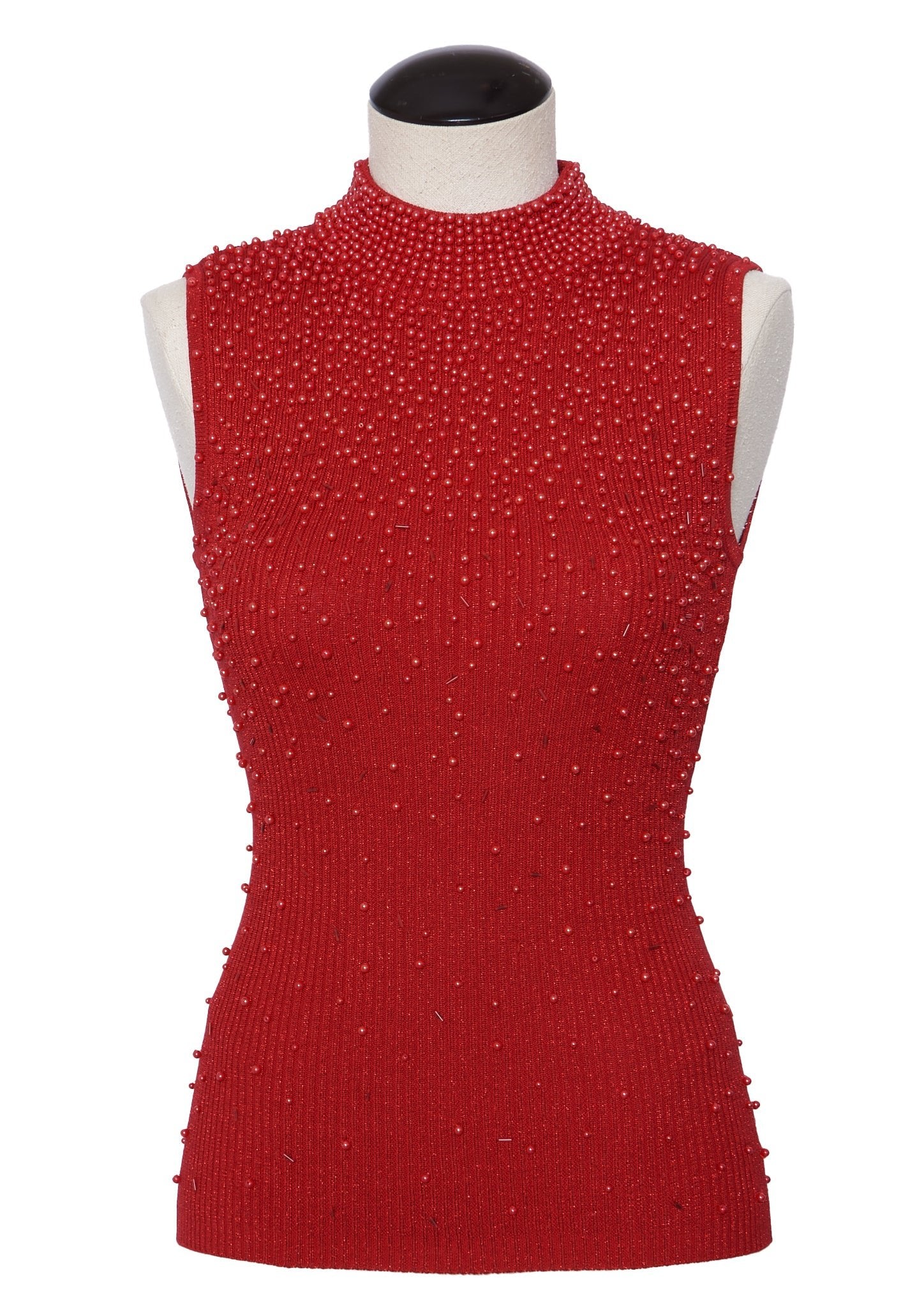 Vintage Beaded Mock Neck Sleeveless Top - S - Parallel Luxury