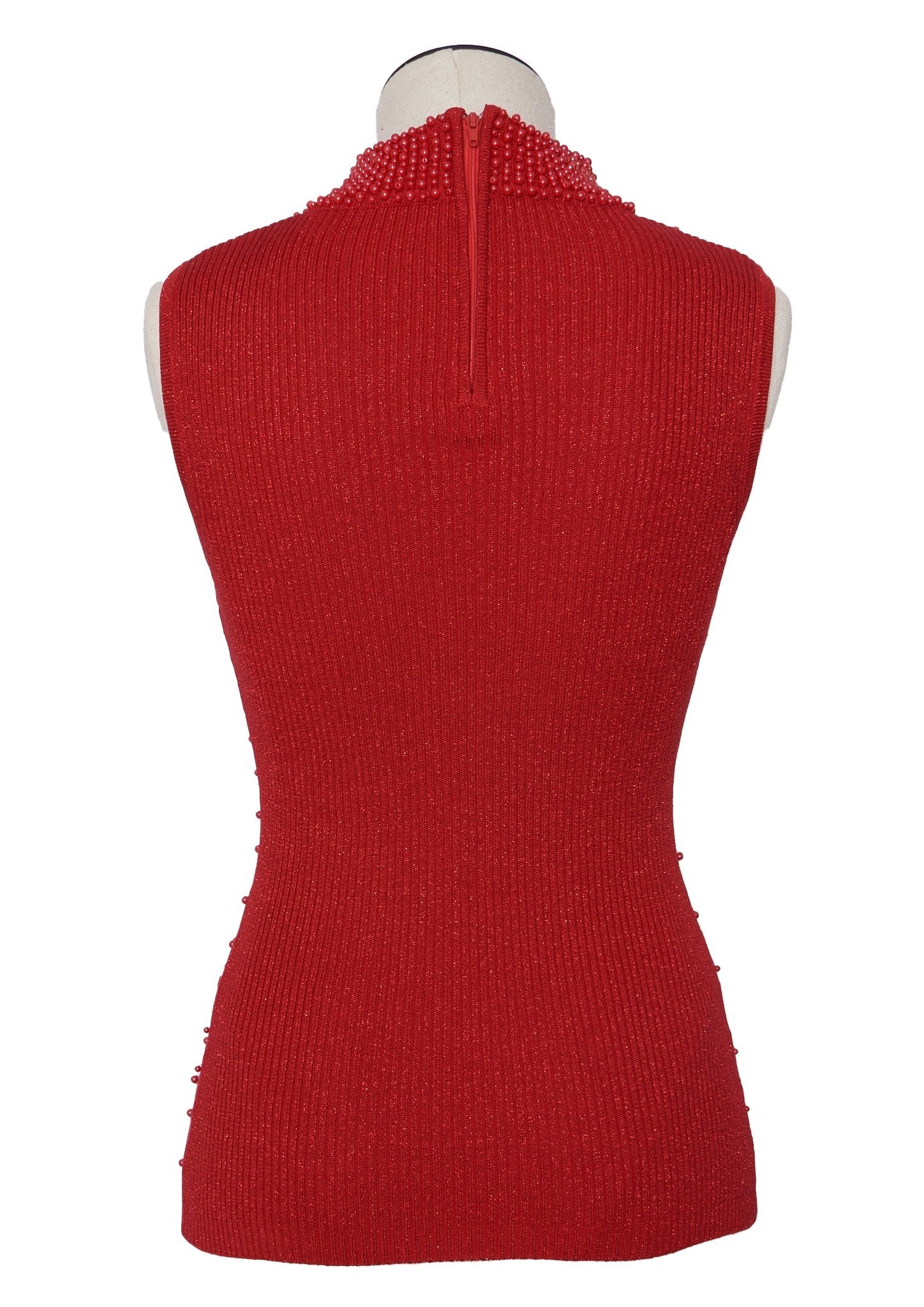 Vintage Beaded Mock Neck Sleeveless Top - S - Parallel Luxury